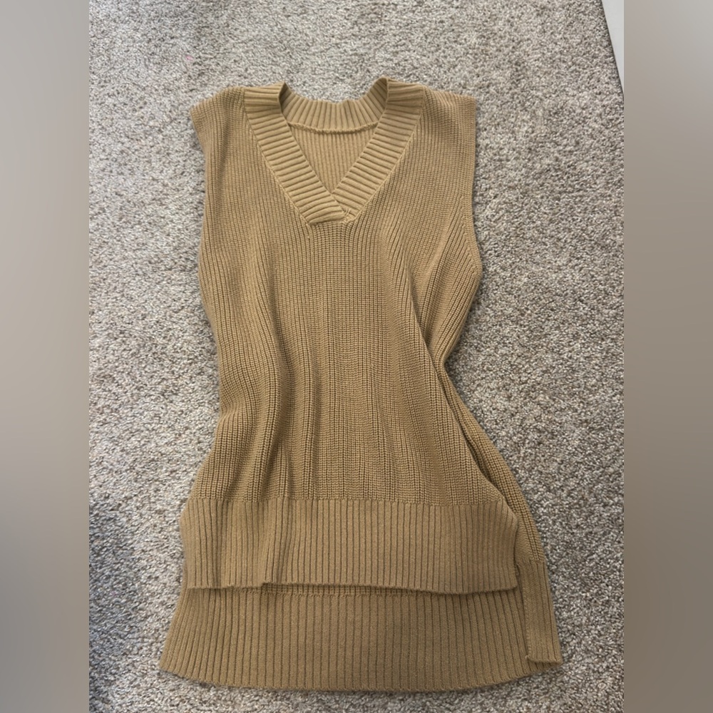 Sleeveless Tan Sweater Vest